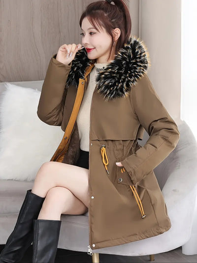 Parka-Mantel mit Reißverschluss für Frauen