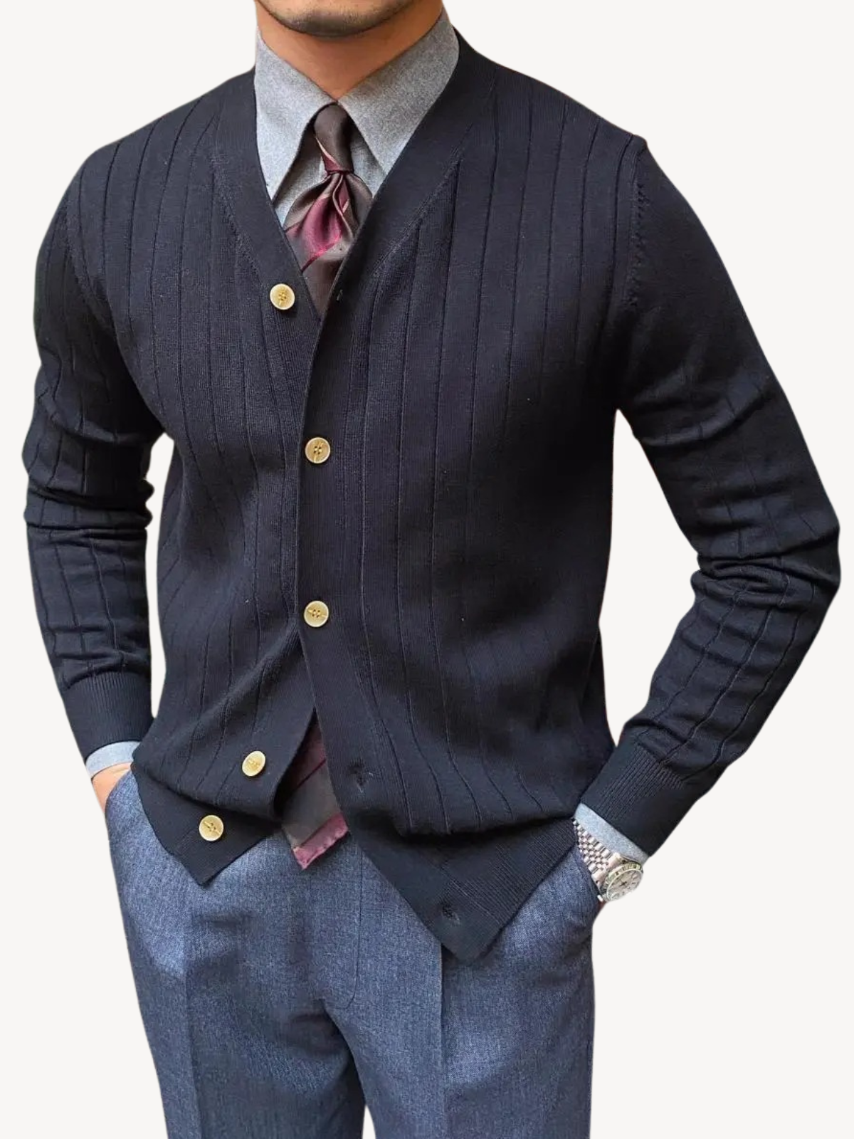 Andrew | Herren-Cardigan mit V-Ausschnitt