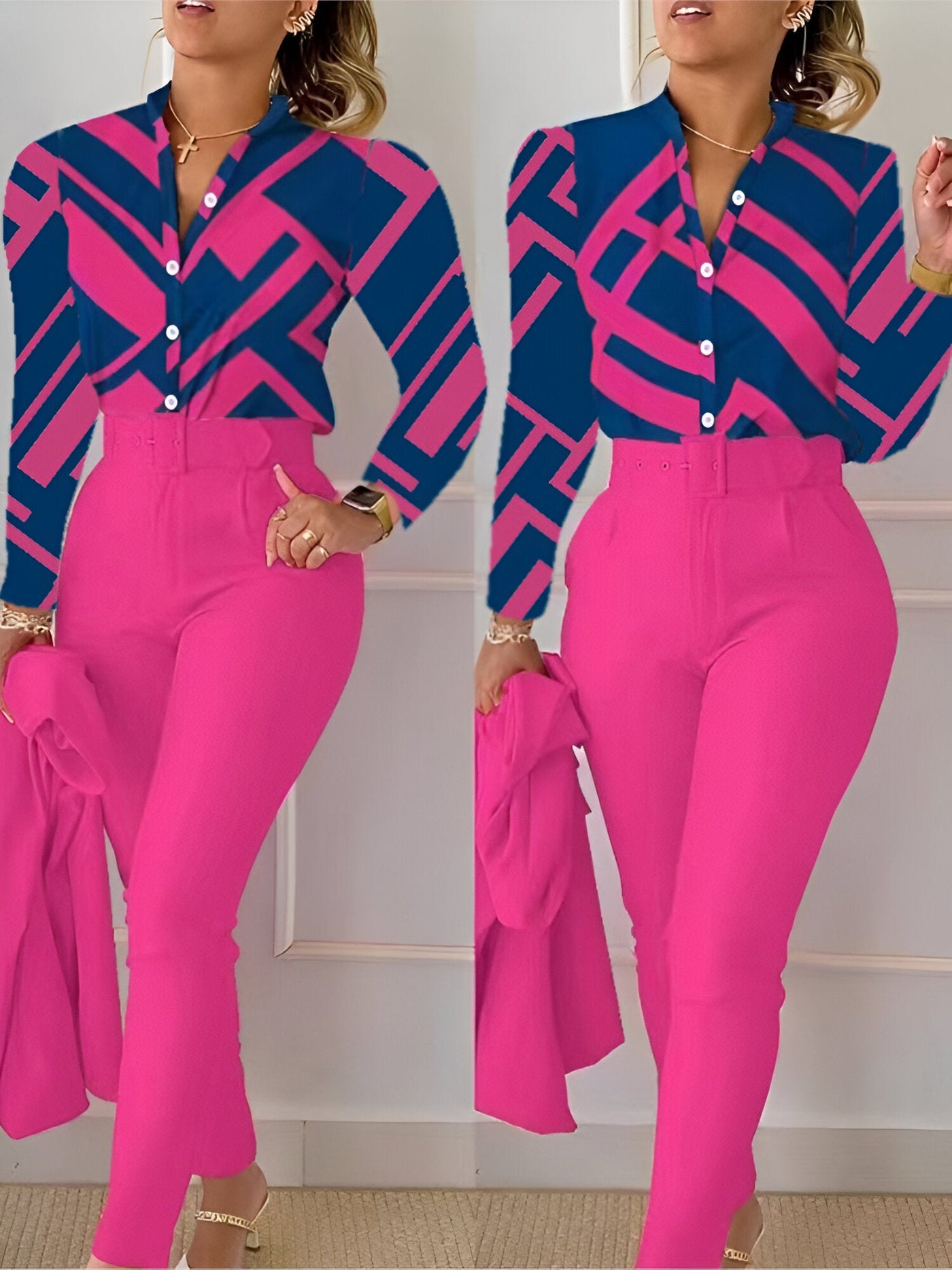 Aranka |  Oberteil mit V-Ausschnitt und hochtaillierte Hose (Saison 1)