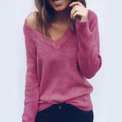 Blair | Sexy Lockere V-Ausschnitt Strickpullover