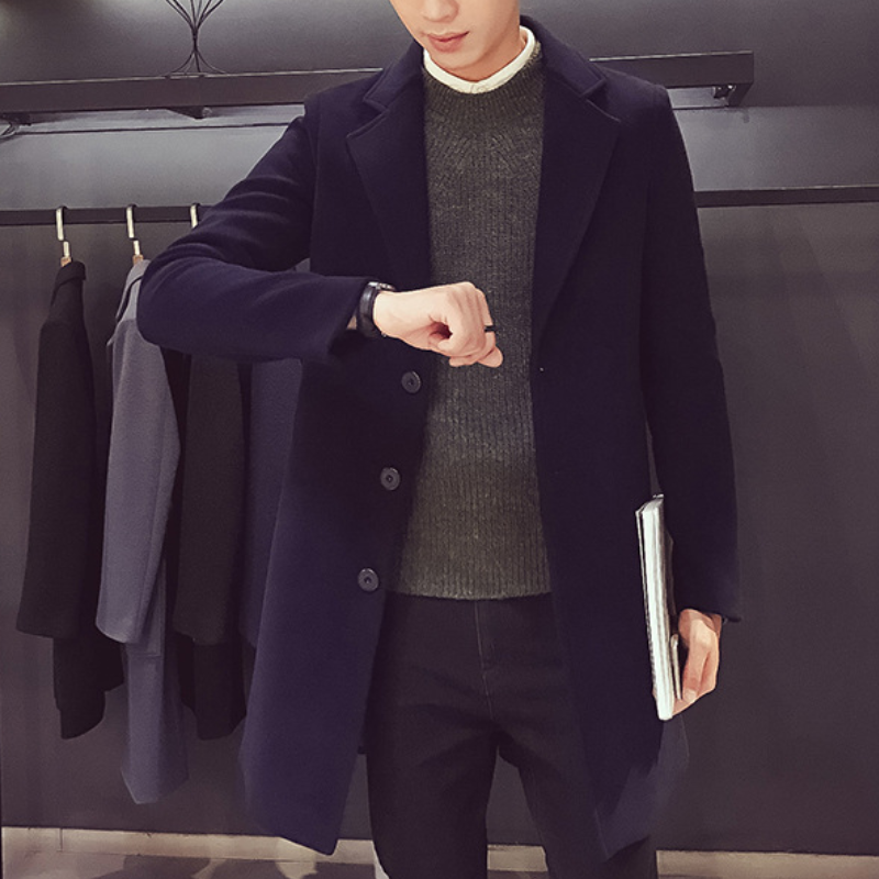 Herren Woll-Mantel Elegante Business Jacke - Büro und Freizeit