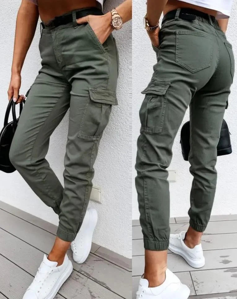 Damen Cargo-Hose mit aufgesetzten Taschen - Lässiger Military-Style