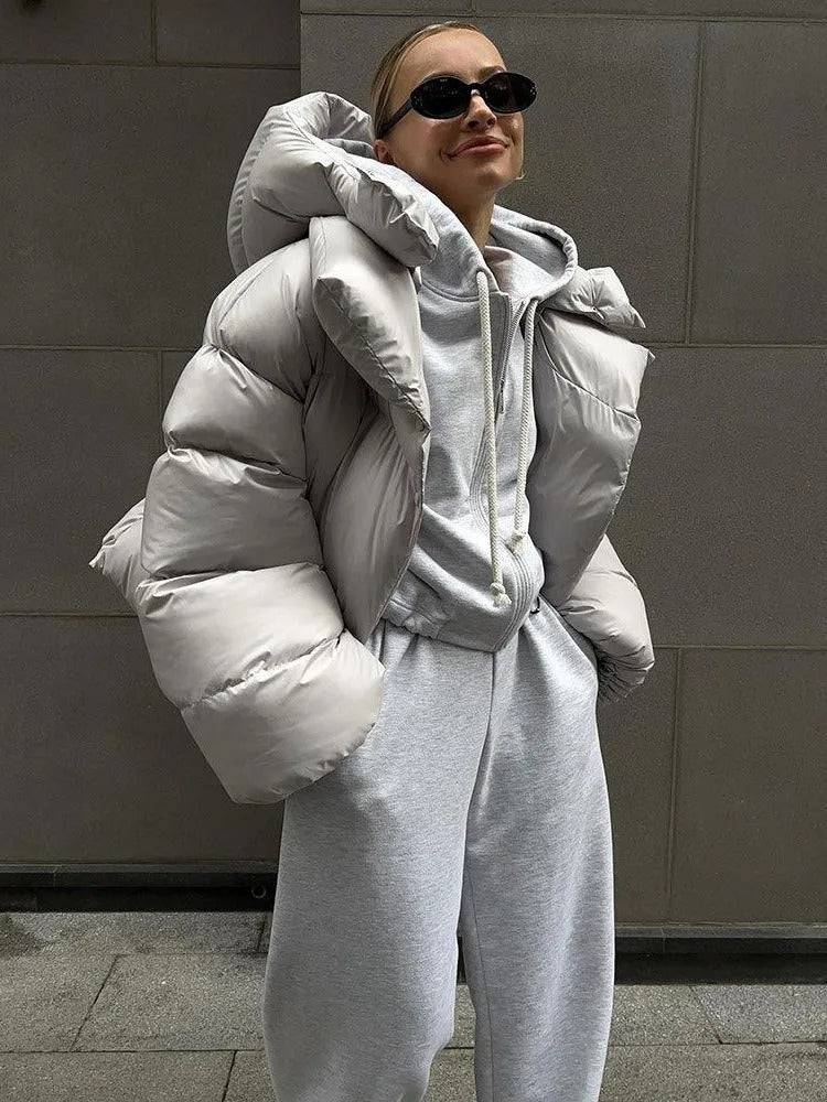 Damen Steppjacke mit Kapuze - Warme Daunenjacke in Kurzform