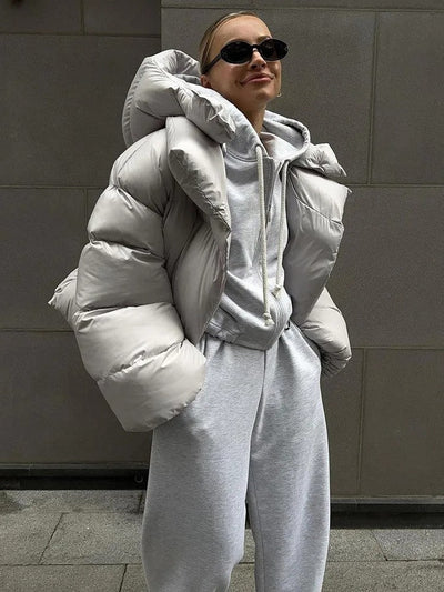 Damen Steppjacke mit Kapuze - Warme Daunenjacke in Kurzform