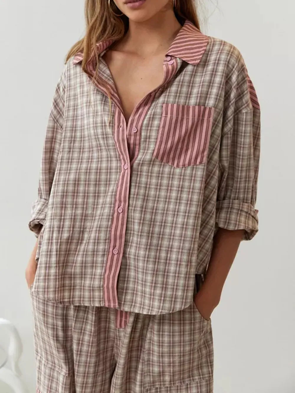 Damen 2-teiliges Pyjama-Set aus Baumwolle - Weich & Atmungsaktiv
