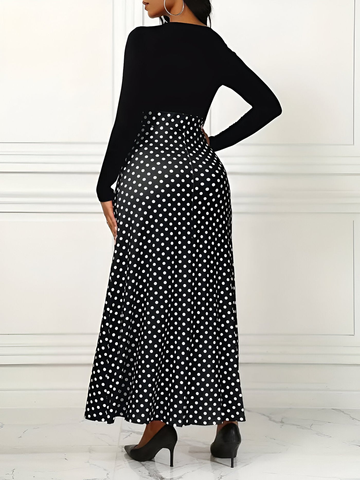 Sabine | Mühelos Elegantes Polka-Dot-Maxikleid