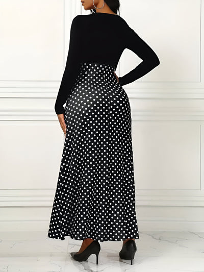 Sabine | Mühelos Elegantes Polka-Dot-Maxikleid