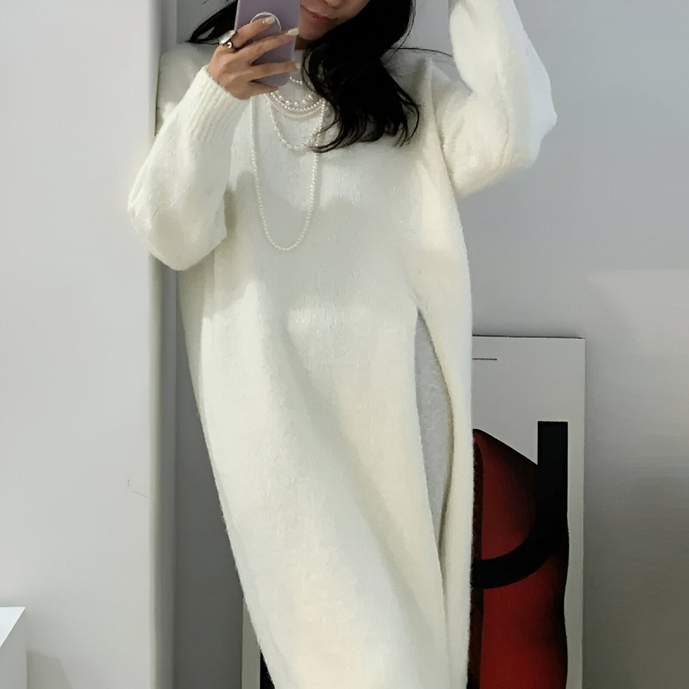 Saskia | Bequemes und stylisches Strickkleid mit V-Ausschnitt