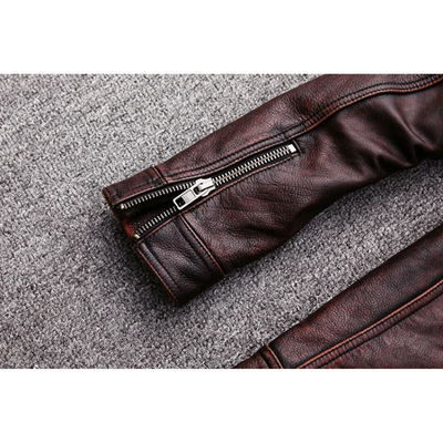 Elegante Herren-Echtlederjacke mit Reißverschluss und Knöpfen