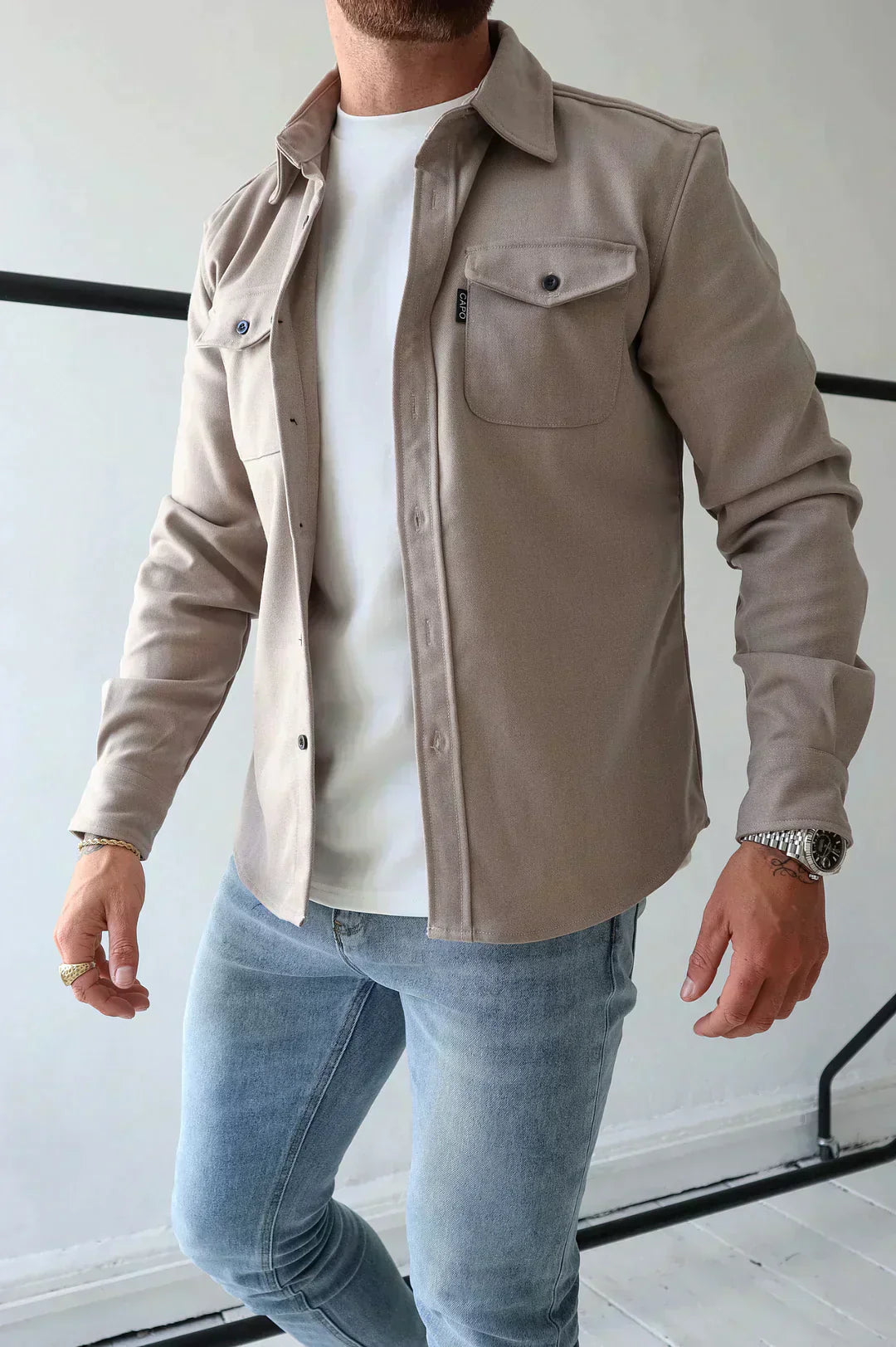 Moderne Herren Knopfleisten-Jacke