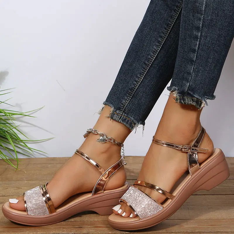 Zinna - Elegante Knöchelgurt Keilsandalen für Frühling und Sommer