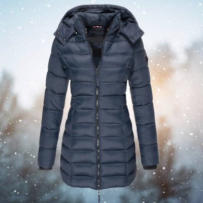 Warme Damen Winterjacke mit Daunen und Kapuze