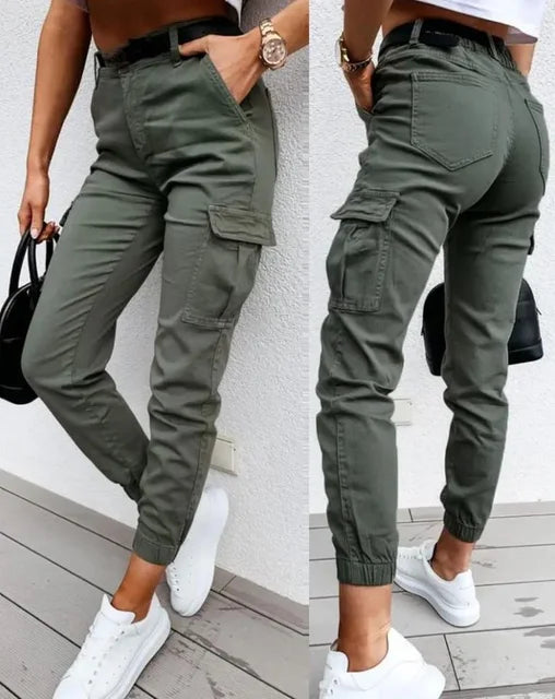 Damen Cargo-Hose mit aufgesetzten Taschen - Lässiger Military-Style