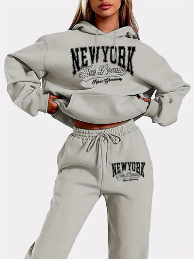 Bequemes Damen Loungewear-Set | Kapuzenpullover & Jogginghose | Warmer Fleece-Stoff