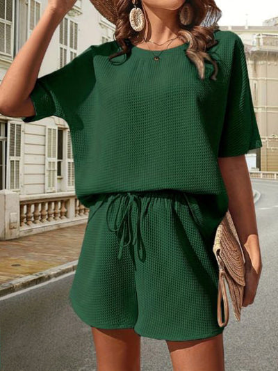 Damen Sommer-Set aus Baumwolle | Luftiges Waffelpique mit Shorts