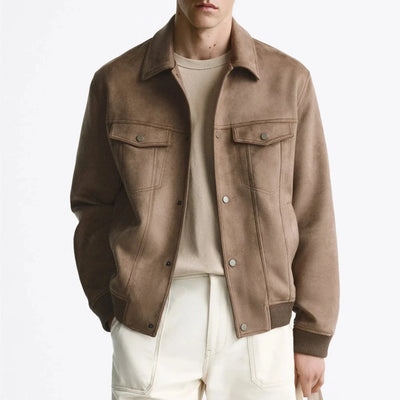 Herren Vintage Wildleder Jacke in Retro-Stil