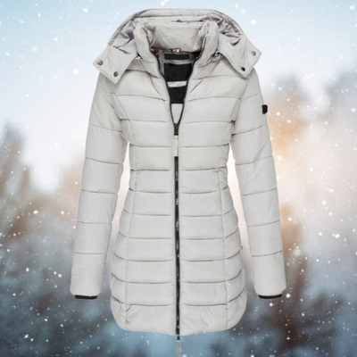 Warme Damen Winterjacke mit Daunen und Kapuze