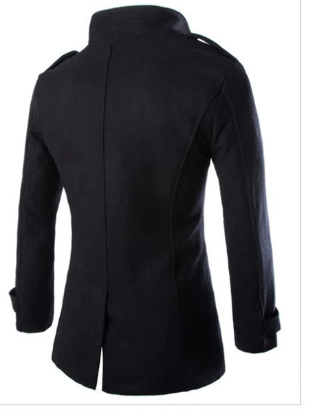 Herren Wollmantel Eleganter Doppelreiher mit Schulterklappen