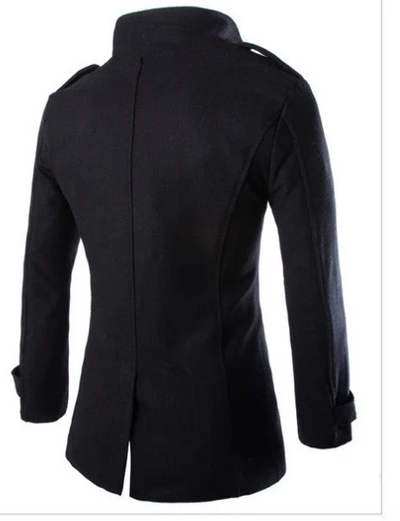 Herren Wollmantel Eleganter Doppelreiher mit Schulterklappen