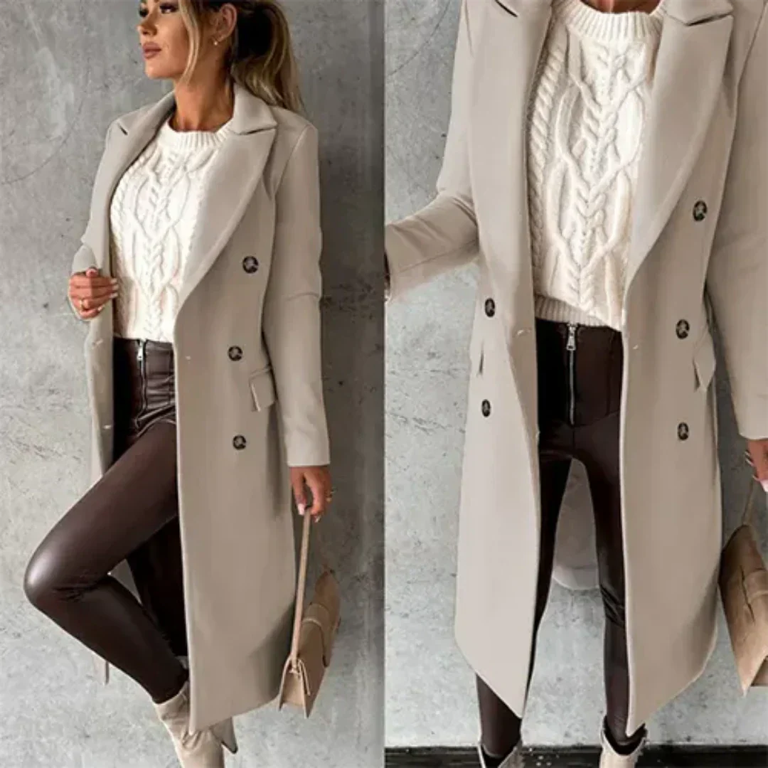 Warmer Damen Trenchcoat für den Winter mit Gürtel