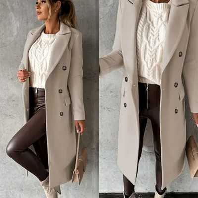 Warmer Damen Trenchcoat für den Winter mit Gürtel
