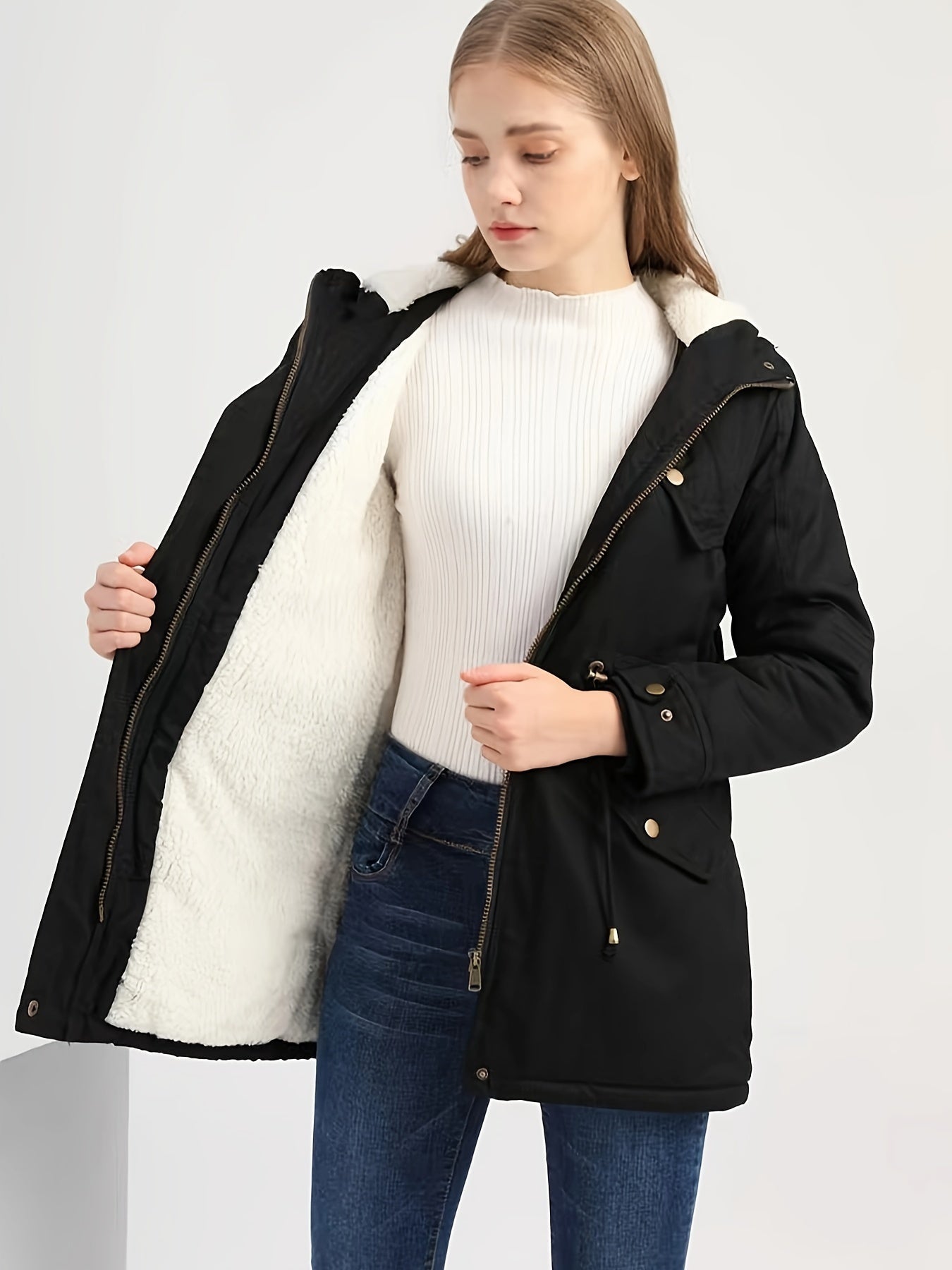 Warmer Damen Winter Parka in Schwarz | Winddicht & Modern