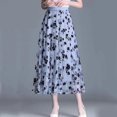 Eleganter Mesh Midi Rock für Damen - Orlysea