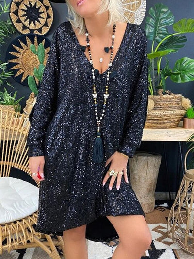 Glitzerndes Partykleid für Damen mit langen Ärmeln - Nalyae