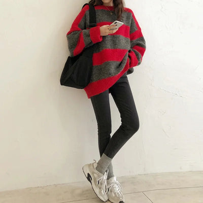 Gestreifter Winterpullover für Damen
