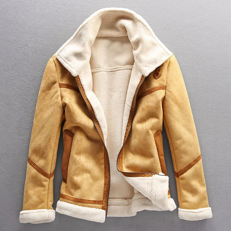 Vintage Wildleder Sherpa Jacke für Männer