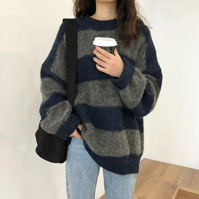 Gestreifter Winterpullover für Damen