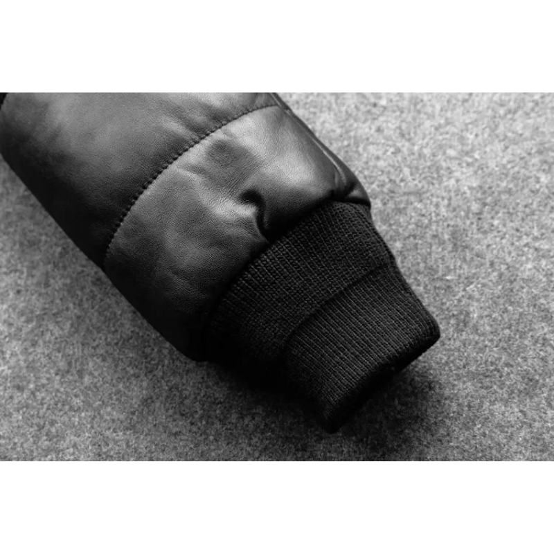 Warme Herren-Lederjacke mit Stehkragen - Gefüttert und Modern