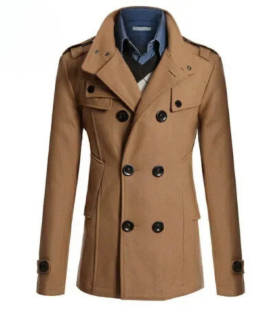 Herren Wintermantel - Eleganter Trenchcoat mit Schulterklappen und Taschen