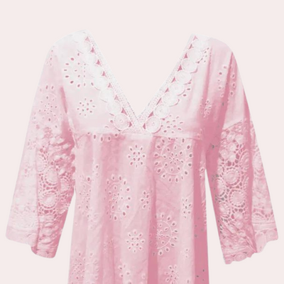 Elegante Damen Spitzenbluse mit V-Ausschnitt - Luftig & Leicht