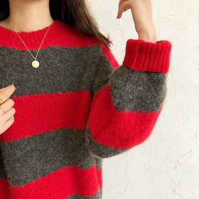 Gestreifter Winterpullover für Damen
