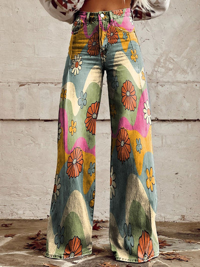 Bequeme Damen Palazzo-Hose mit floralem Muster