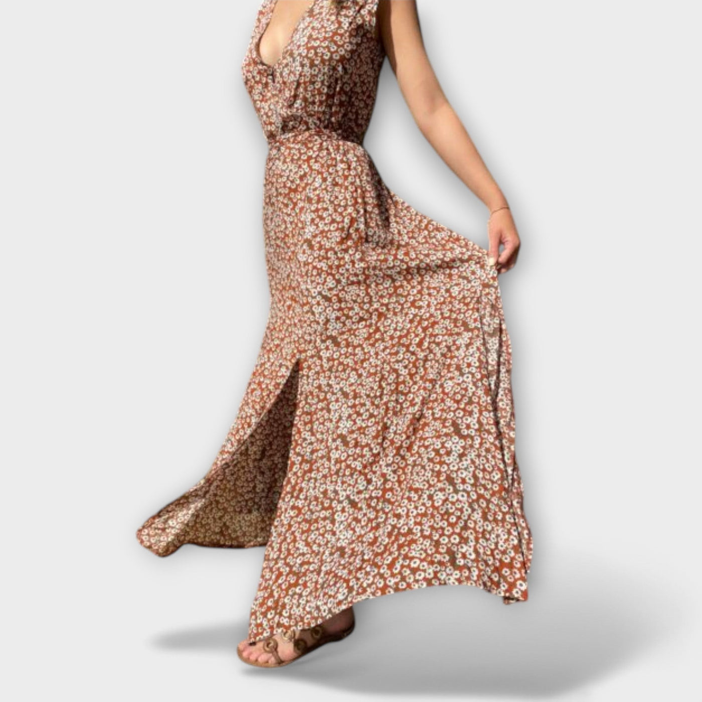 Insteia - Boho Maxikleid Damen Blumenmuster für Sommer