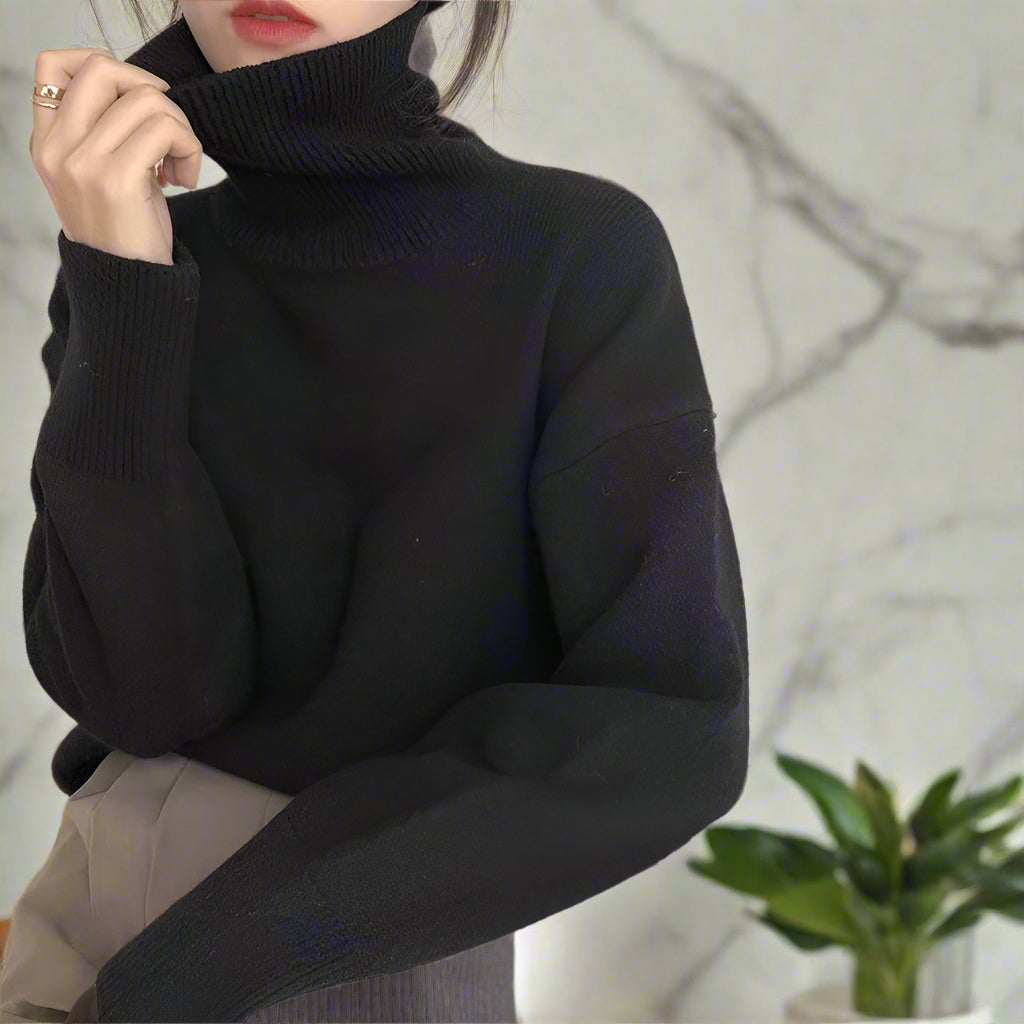 Warmer Damen Rollkragen-Pullover aus Strick | Weicher Winter-Pullover