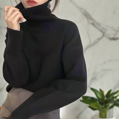 Warmer Damen Rollkragen-Pullover aus Strick | Weicher Winter-Pullover