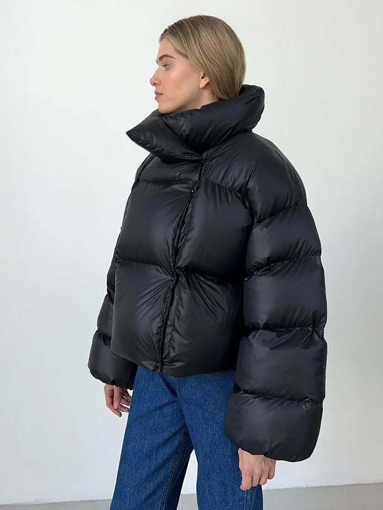 Damen Steppjacke mit Kapuze - Warme Daunenjacke in Kurzform
