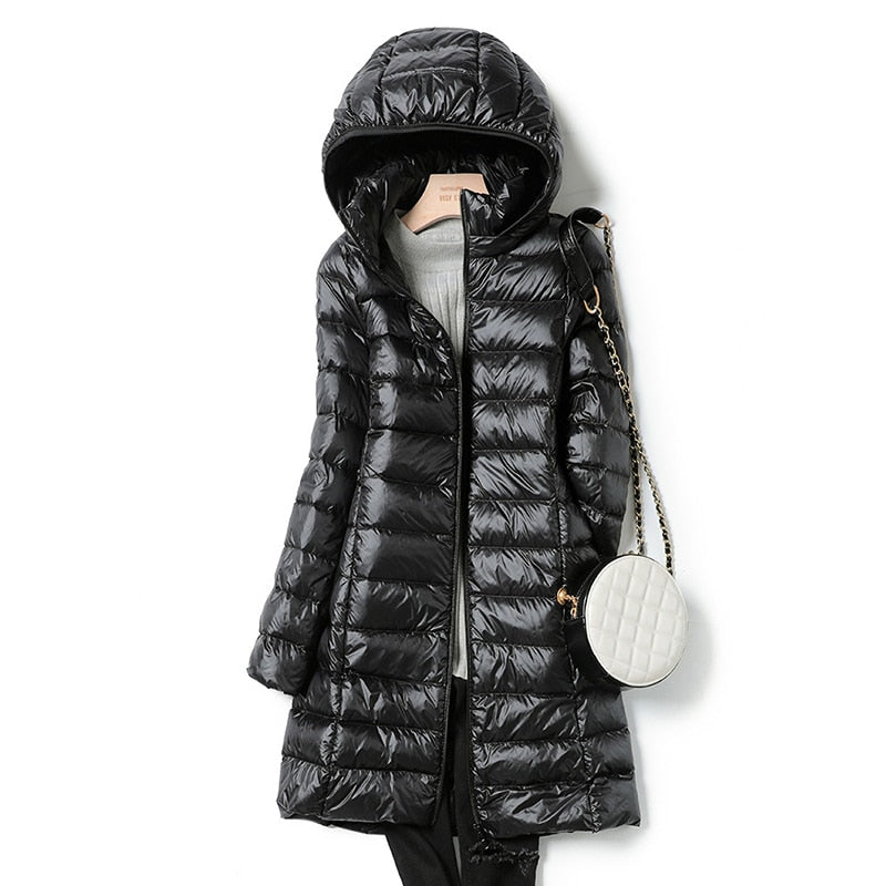 Warme Winter-Steppjacke für Damen mit Kapuze