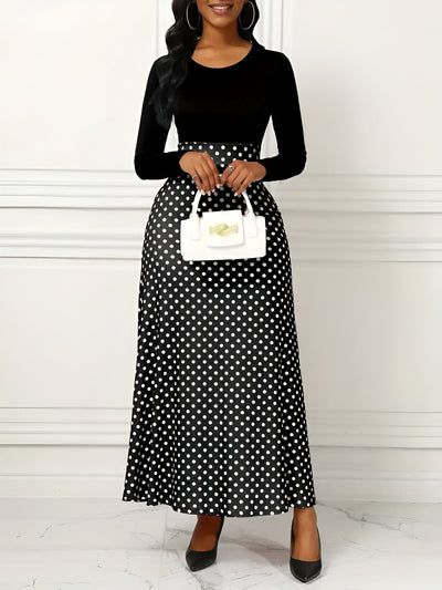 Sabine | Mühelos Elegantes Polka-Dot-Maxikleid