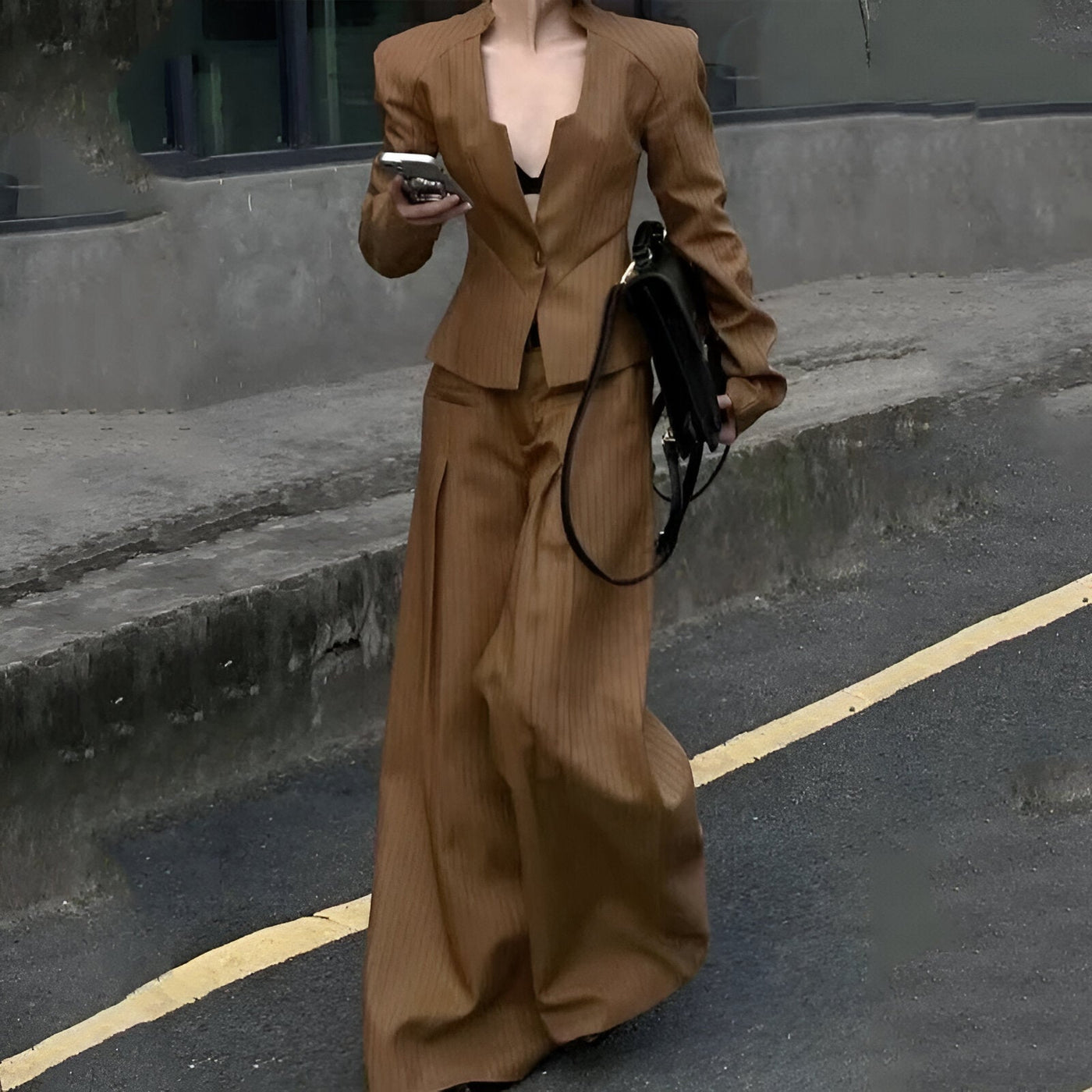 Yara | Stylisches Zwei-Teiliges Gestreiftes Anzug-Set