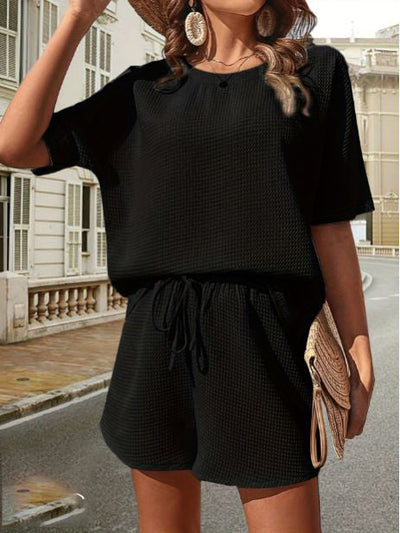 Damen Sommer-Set aus Baumwolle | Luftiges Waffelpique mit Shorts