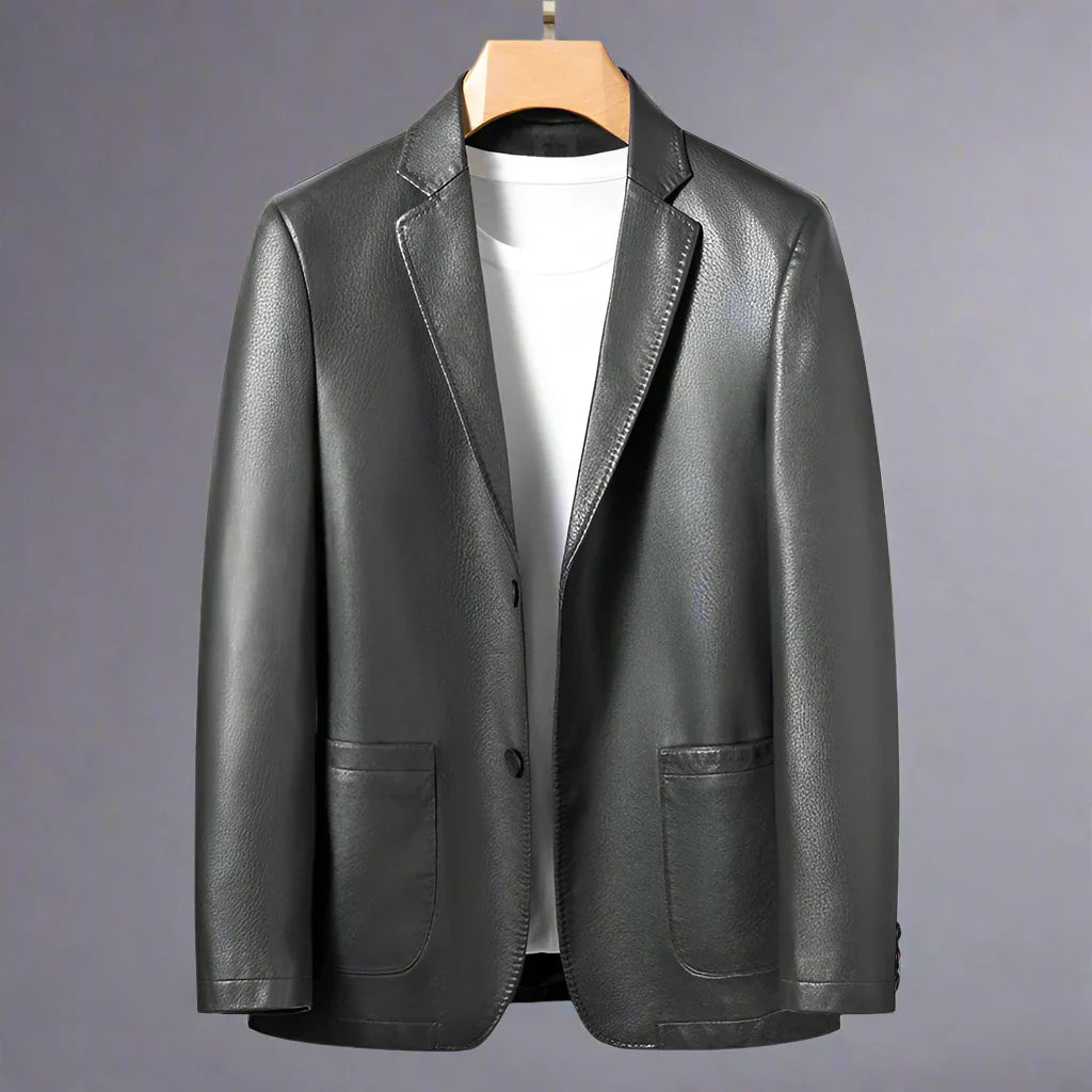 Herren Lederblazer Elegant Slim Fit