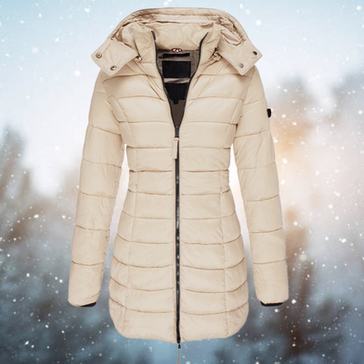 Warme Damen Winterjacke mit Daunen und Kapuze