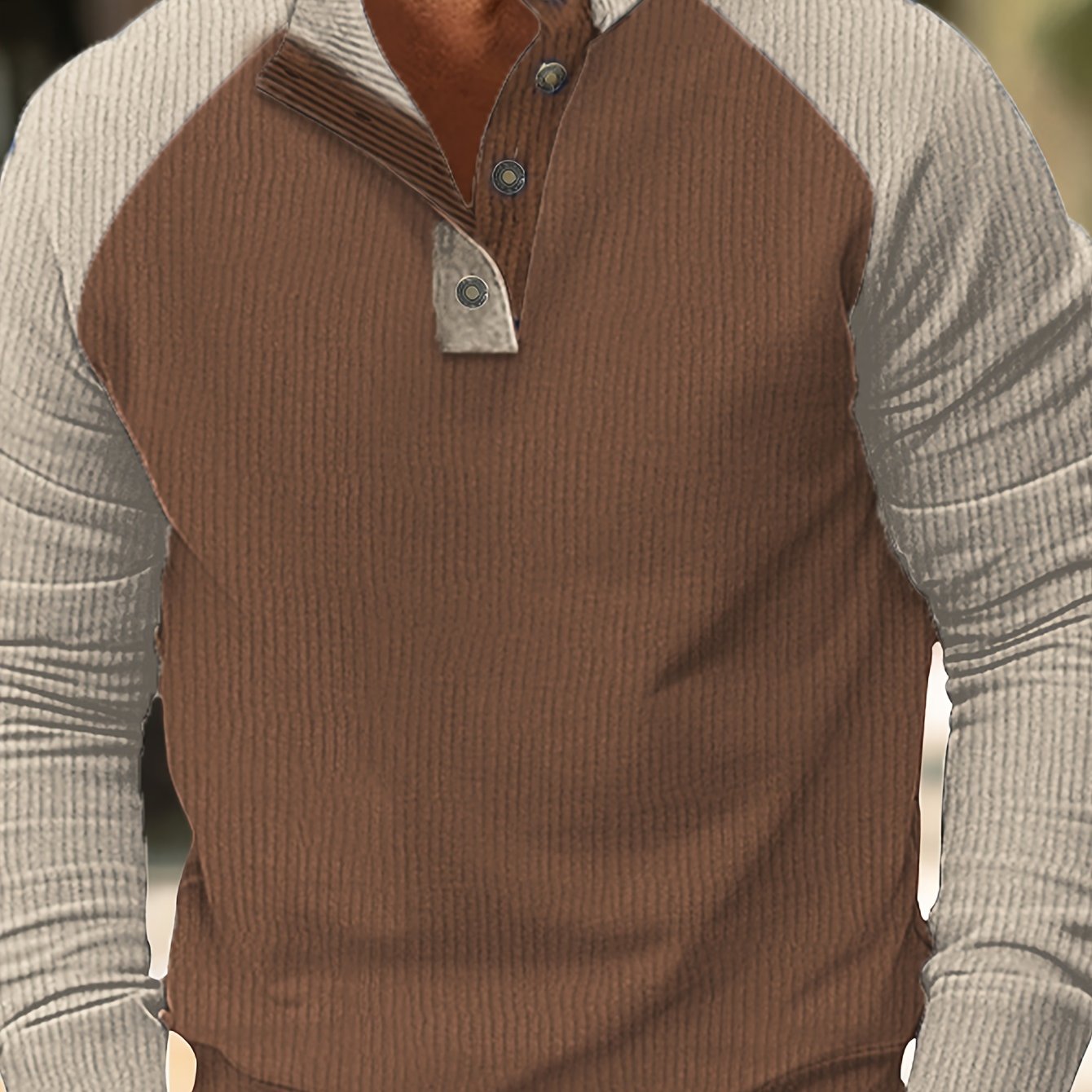 Zweifarbiges Strick-Pulloverhemd für Herren - Modern & Langarm