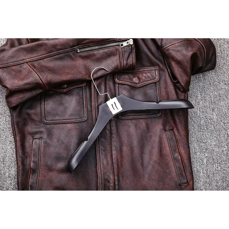 Elegante Herren-Echtlederjacke mit Reißverschluss und Knöpfen