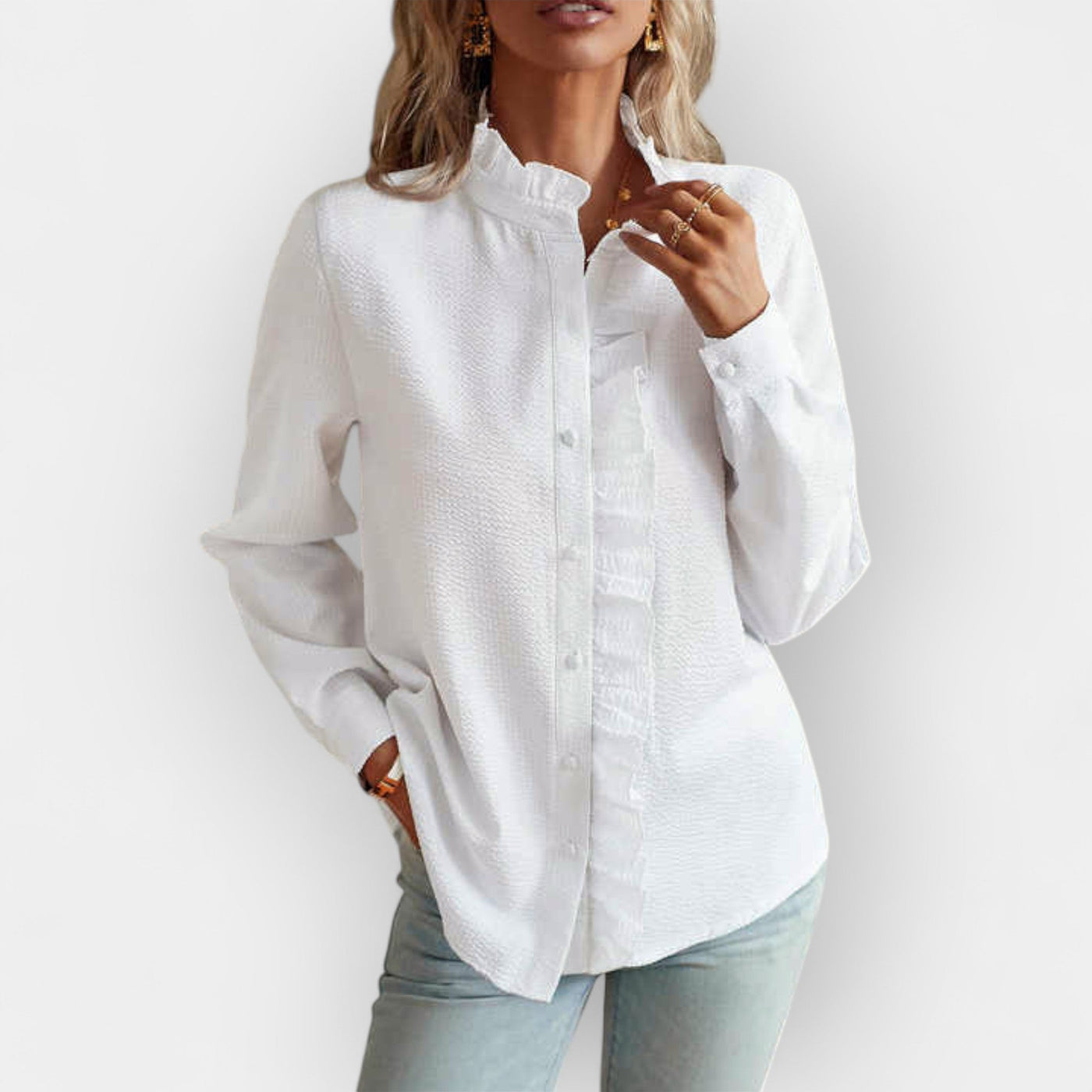 Elegante Damen Rüschenbluse