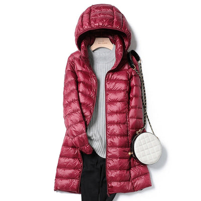 Warme Winter-Steppjacke für Damen mit Kapuze